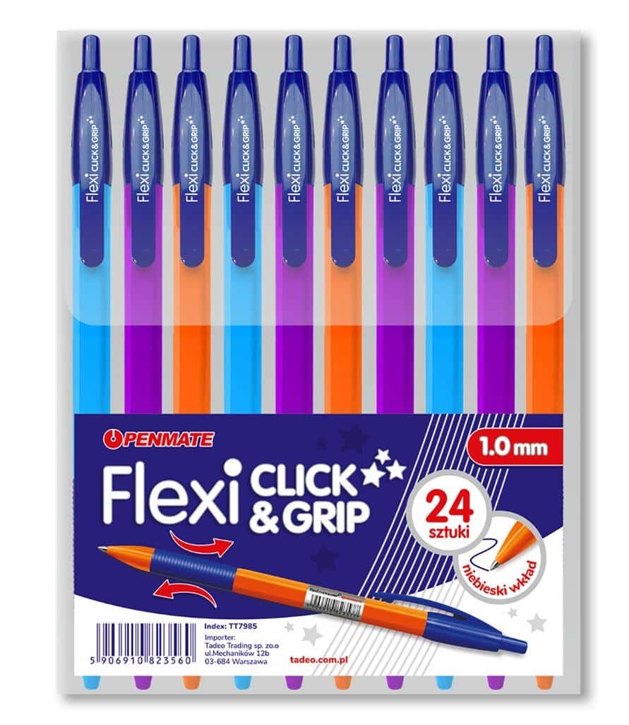 Flexi Click&Grip Ballpoint Pen - Automatic Mix blue 24 pieces