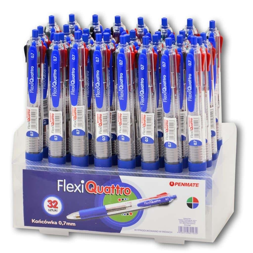 Flexi Quattro - Four-Color Automatic Ballpoint Pen - 32 pieces