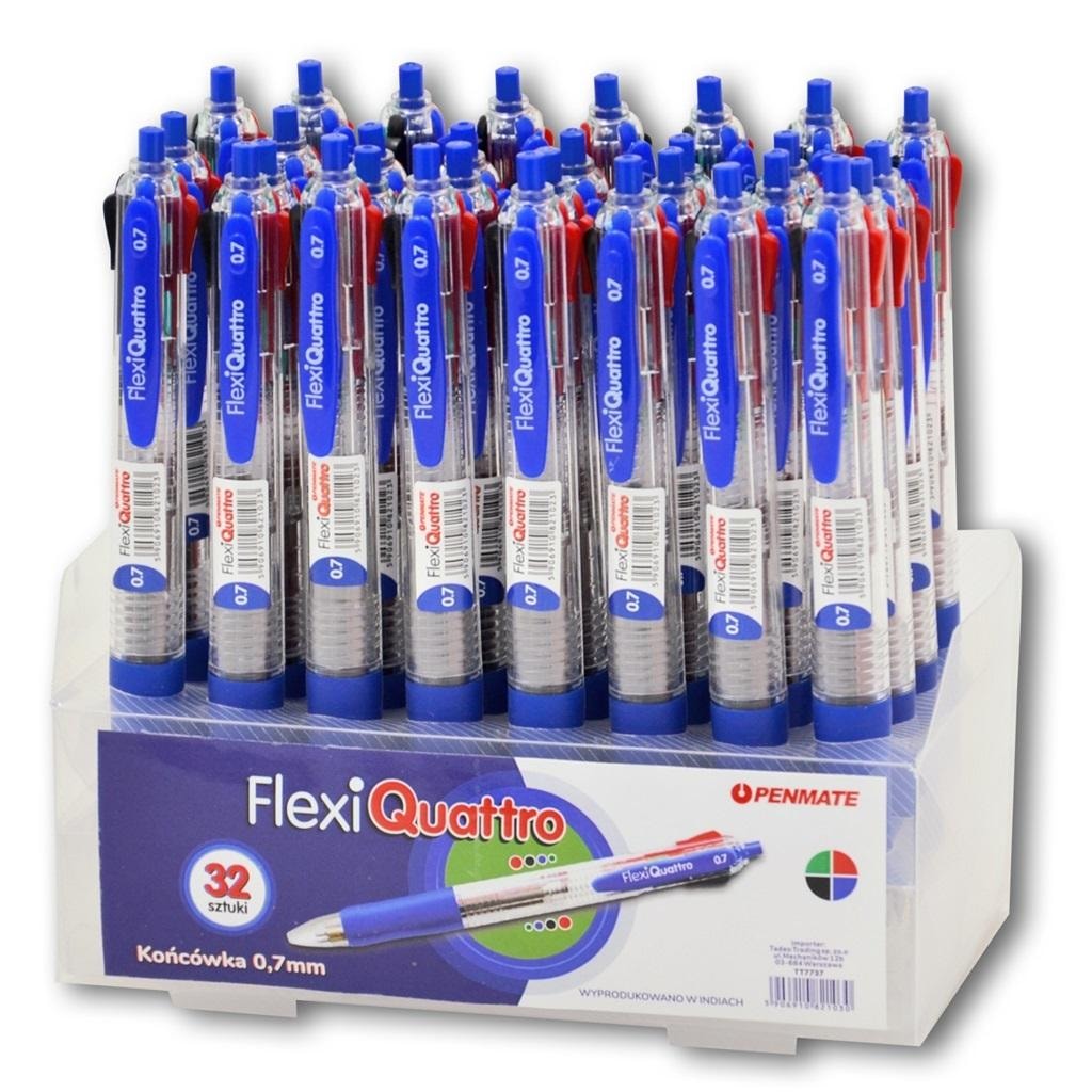 Flexi Quattro - Four-Color Automatic Ballpoint Pen - 32 pieces