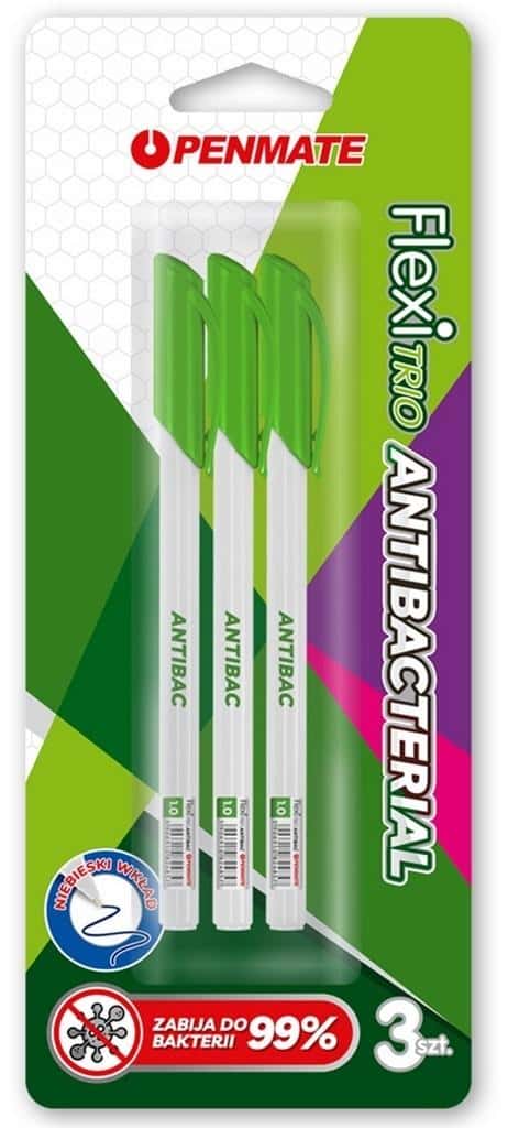 Flexi Trio Jet Antibacterial Pen - 3 pieces of blue pens with antibacterial coating