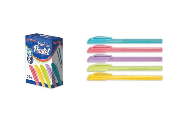 Penmate Flexi Trio Pastel - Ballpoint pens, color mix, 50 pieces - perfect for school