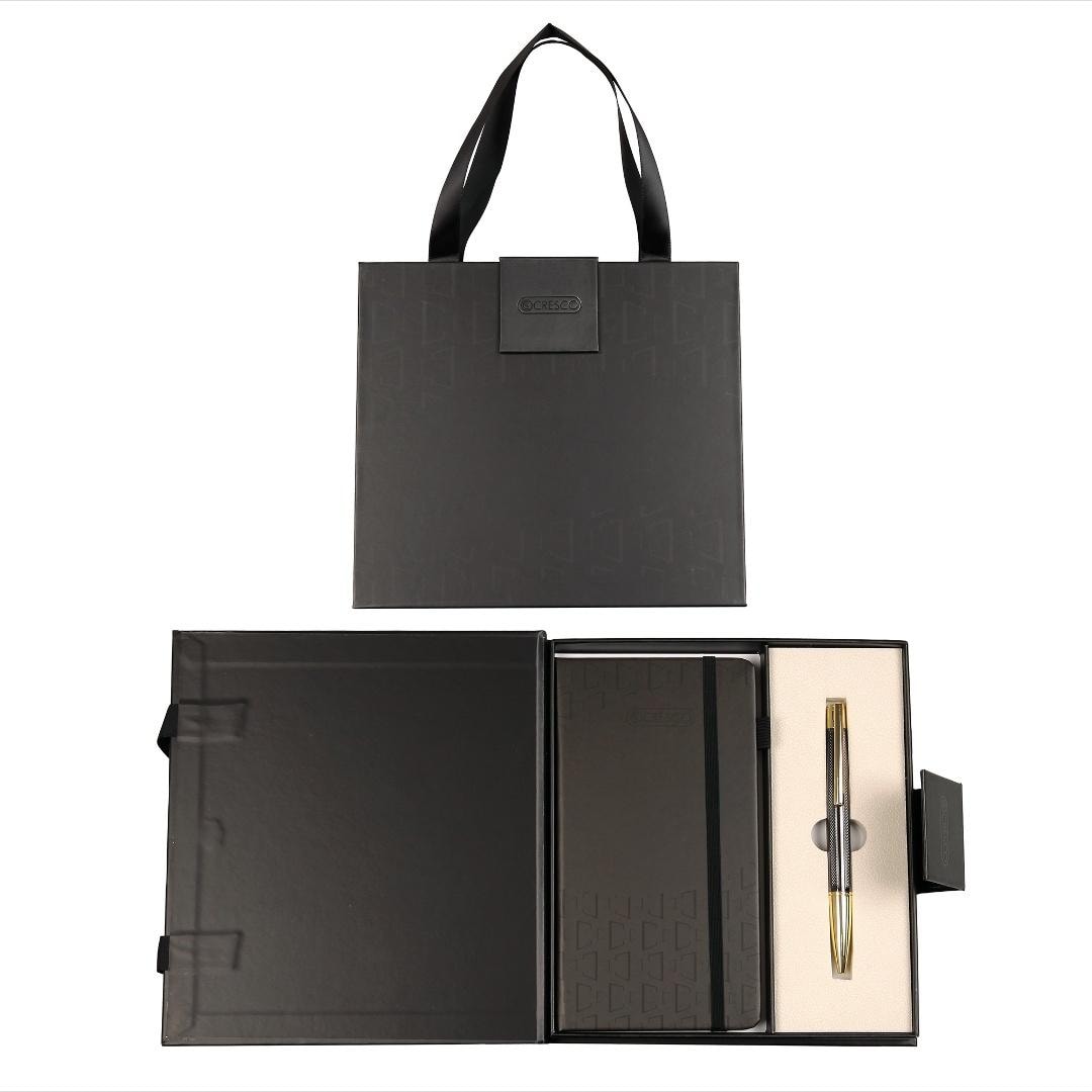 Elegant premium pen + notebook graphite-gold - perfect as a gift