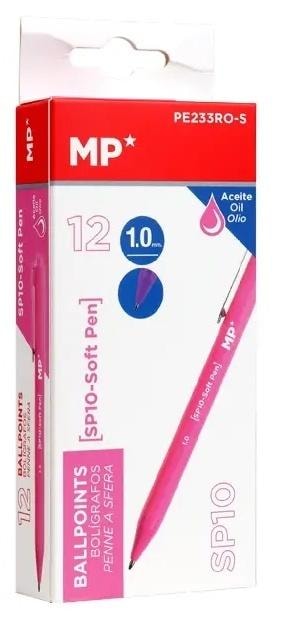 Oil ballpoint pen pink 1.0mm - 12 pieces for smooth writing