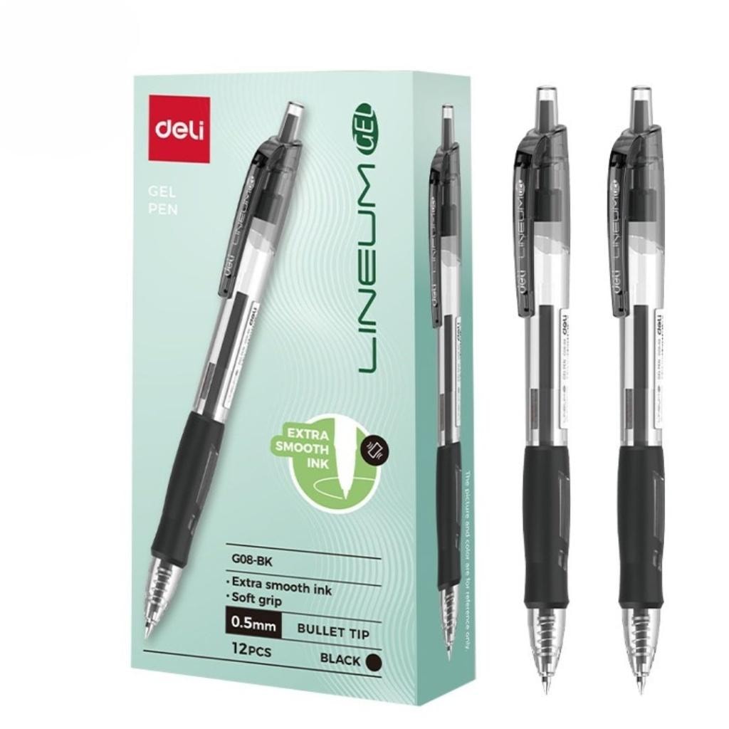 DELI Gel pen Arrix - Black 0.5 mm, 12 pieces - perfect for school and office