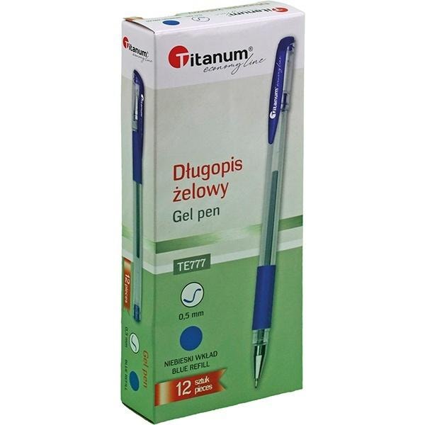 Titanum Gel pen 0.5mm blue - 12 pieces for precise writing