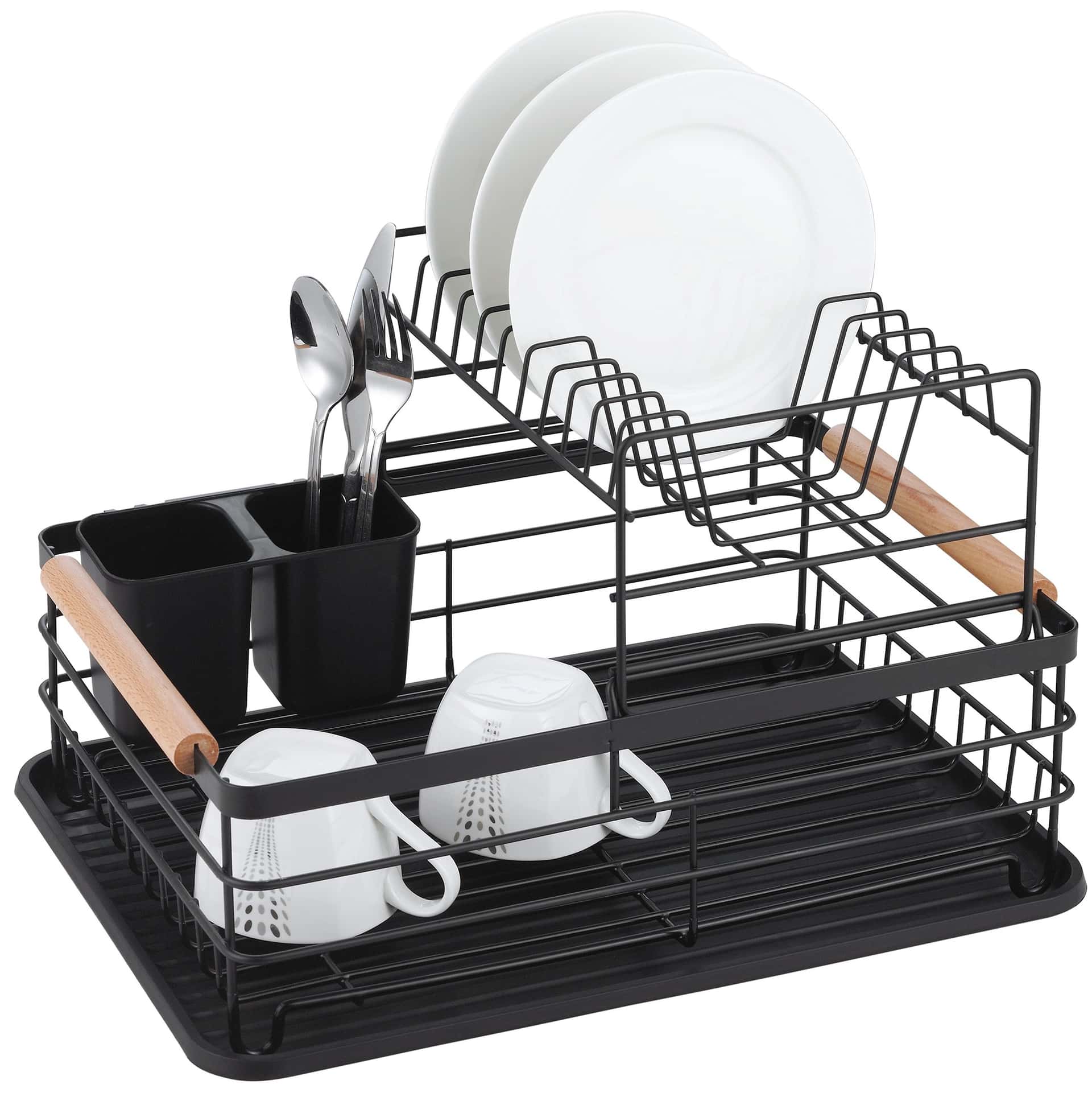 KINGHOFF Two-tier dish rack - black steel elegance