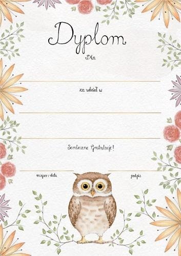 A4 Diploma Owl - elegant diploma on thick 300g paper