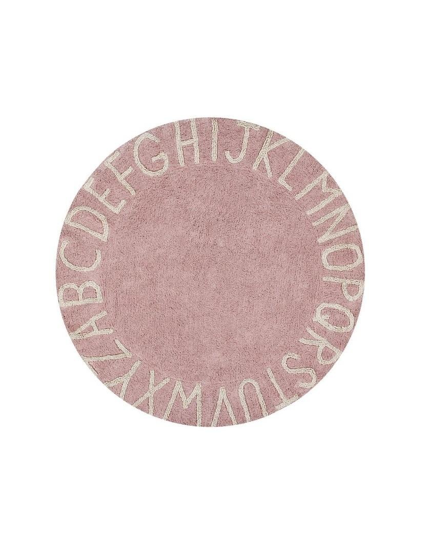 Cotton rug round ABC Vintage nude 150cm - ideal for children's room