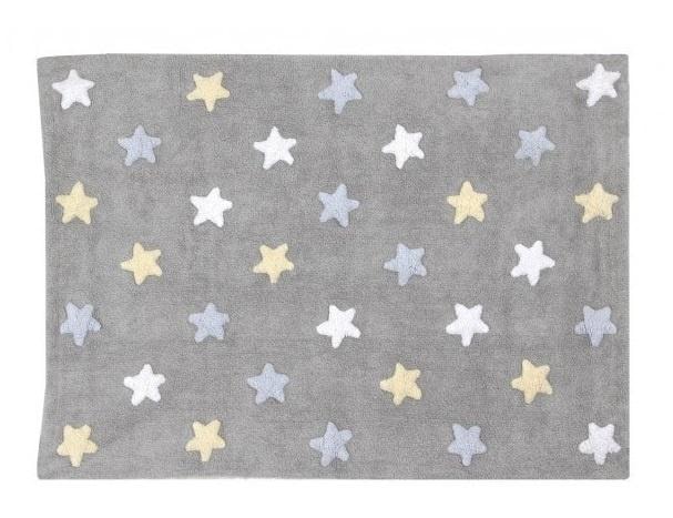Cotton Rug Tricolor Star Grey Blue 120x160cm - soft and stylish