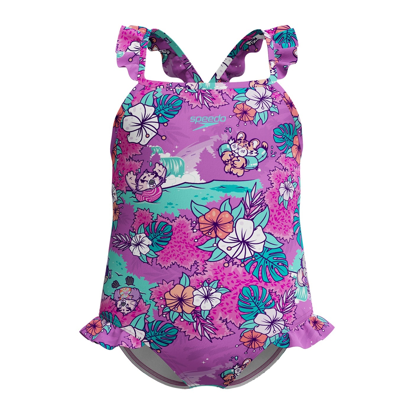 Girls' Swimsuit LTS DIGI FRILL TRSP IF - ideal for summer