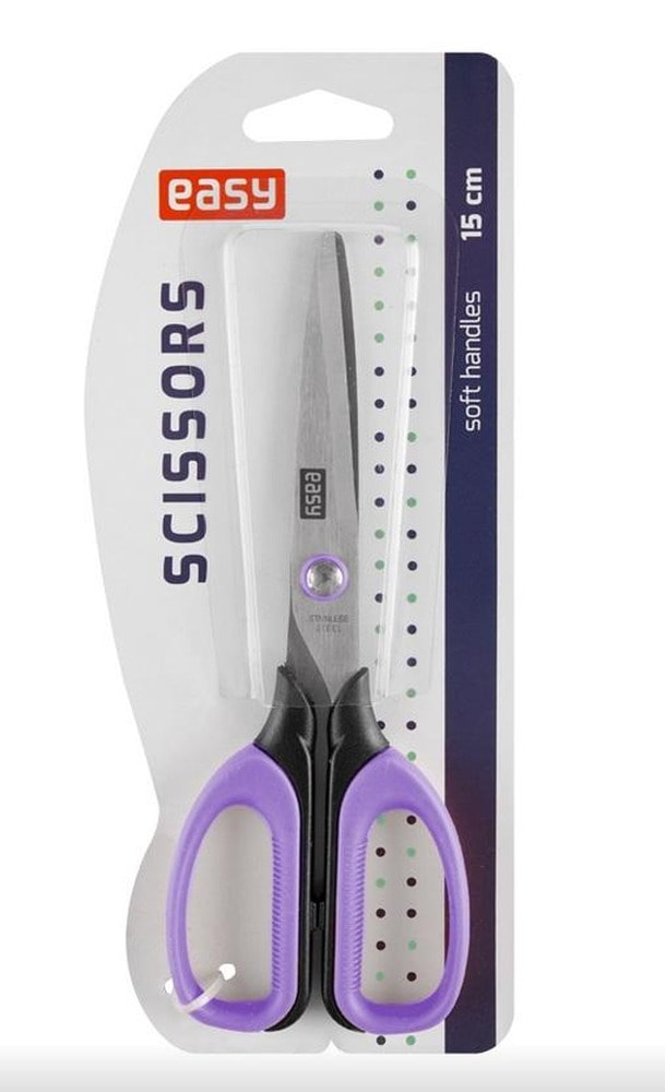 Easy Stationery Nożyczki szkolne 15cm fioletowe - ergonomiczne i bezpieczne