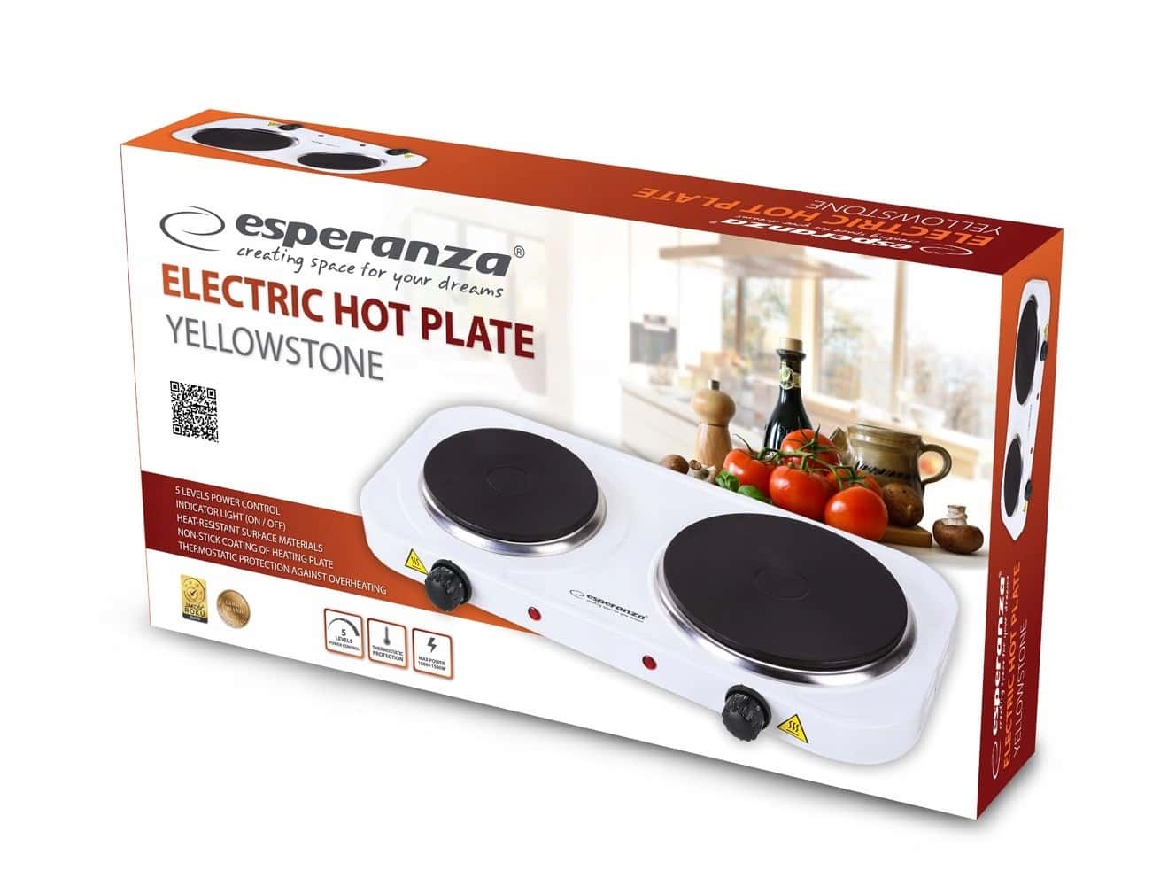 Esperanza Yellowstone - Electric Cooker Double Hotplate 1500W + 1000W