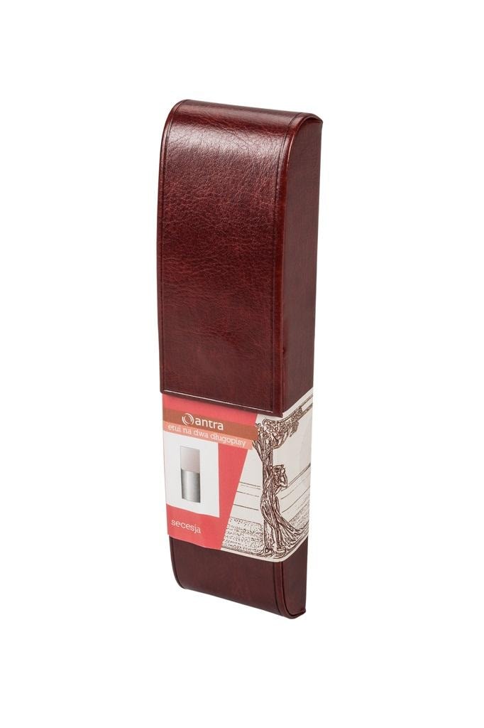 Art Nouveau Case - Brown pen case for two pens with velvet