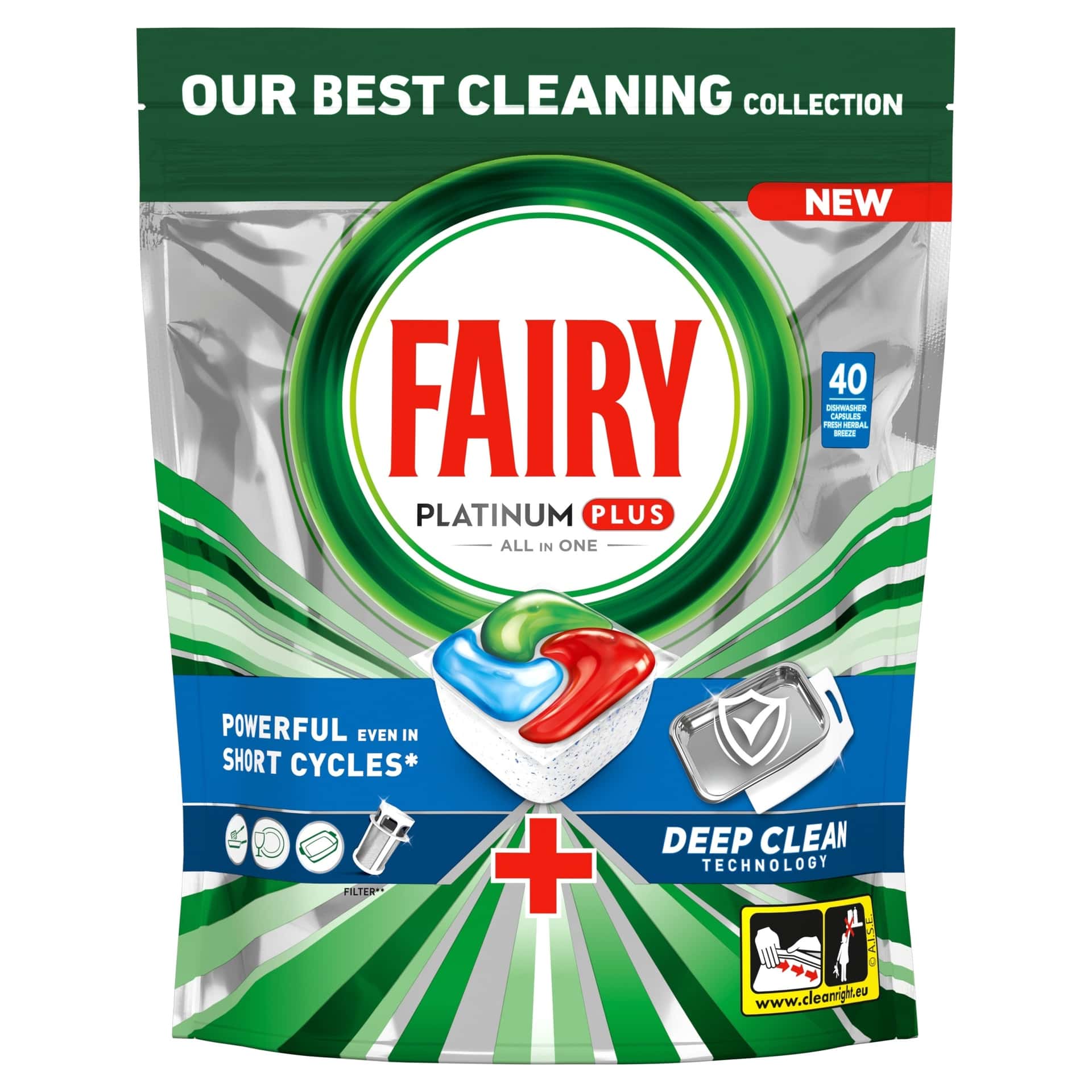 Fairy Platinum Plus All in One - Dishwasher Capsules Deep Clean 40 count