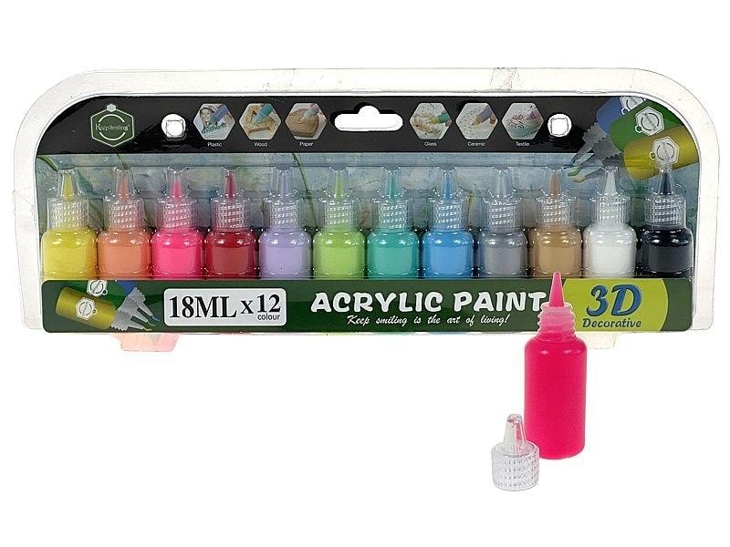 Acrylic paints - set of 12 colors 18ml each - perfect for artists