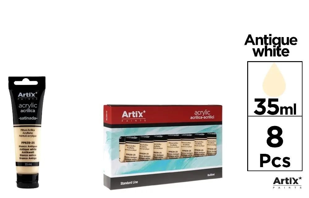 Artix Acrylic Paint Antique White 35ml - Set of 8