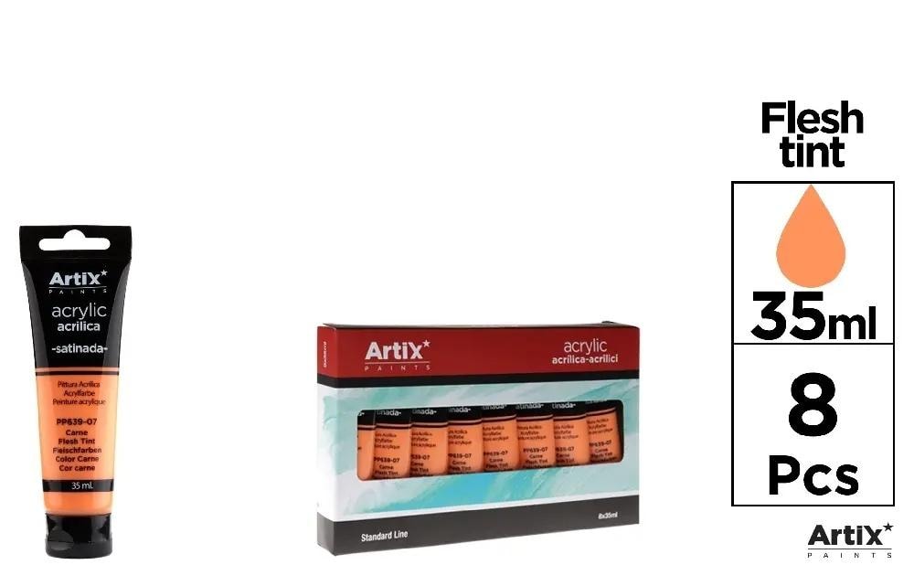 ARTIX Acrylic paint skin tone 35 ml, set of 8 pieces - ideal for portraits