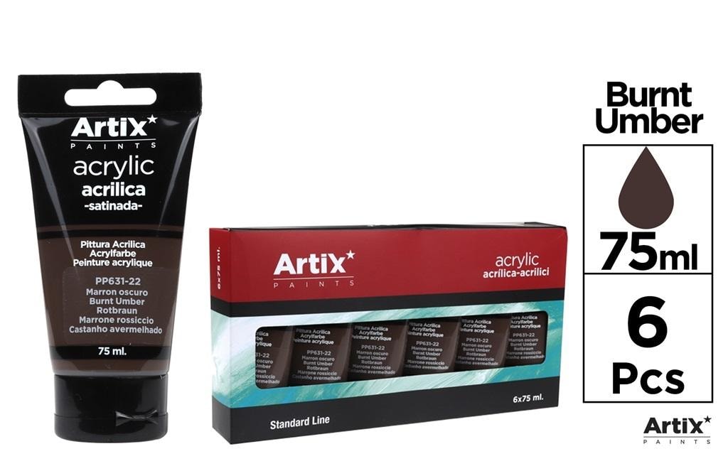 Dark brown acrylic paint - 6 pcs set ideal for your projects