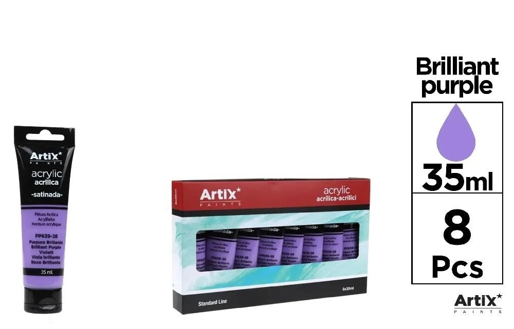 Artix Acrylic paint light violet 35 ml - 8 pieces ideal for painting