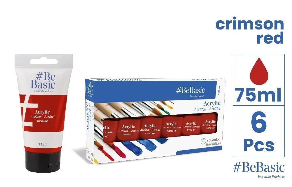 Acrylic paint - crimson red 75ml (6pcs) - ideal for artistic expression