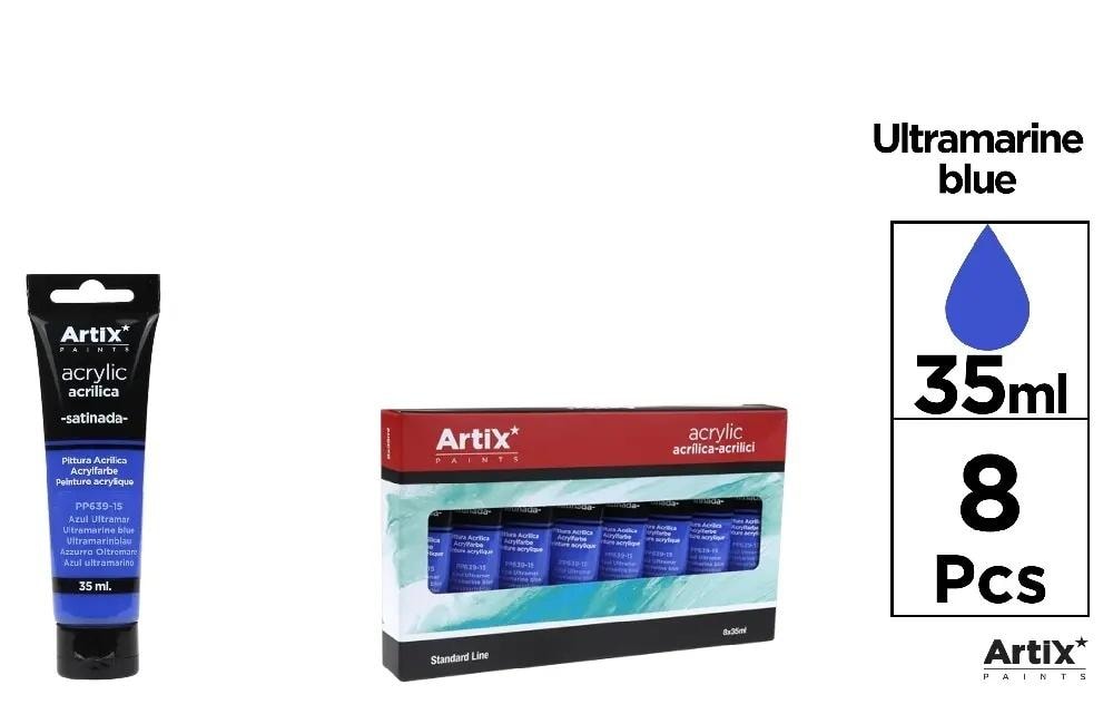 Artix Ultramarine Acrylic Paint 35 ml (8 pcs) - intense color