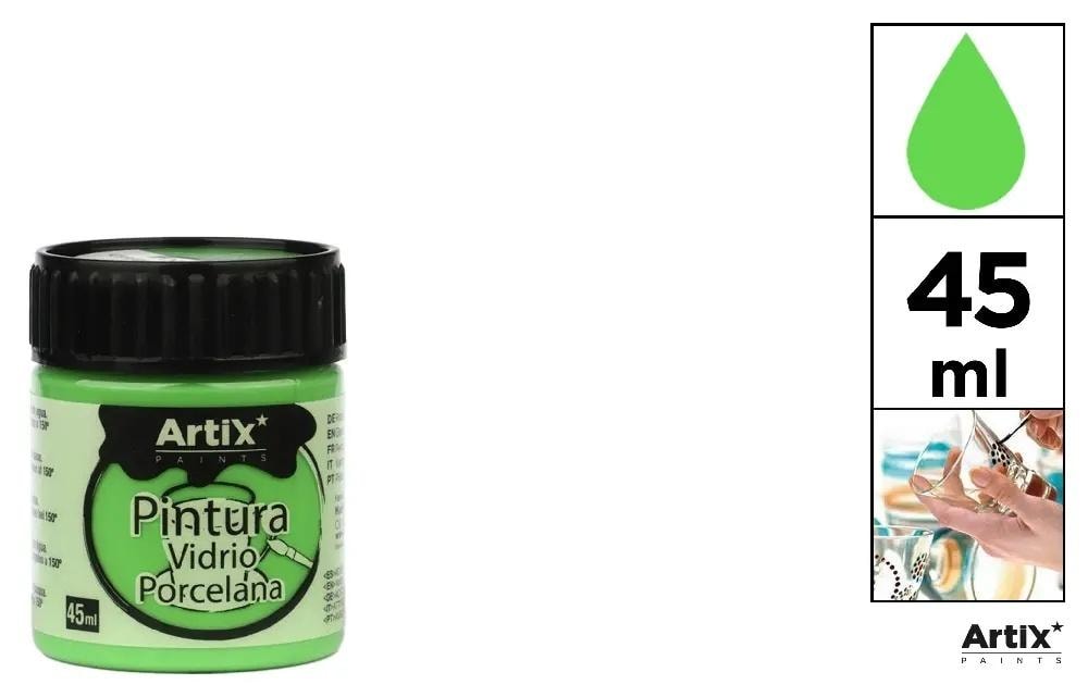 ARTIX Glass and ceramic paint light green 45ml (6pcs) - ideal for decorations