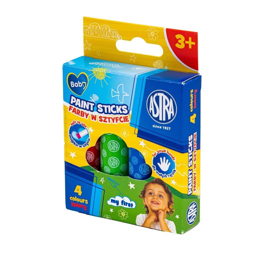 Astra Baby Round Jumbo Paint Sticks - 4 colors for little artists