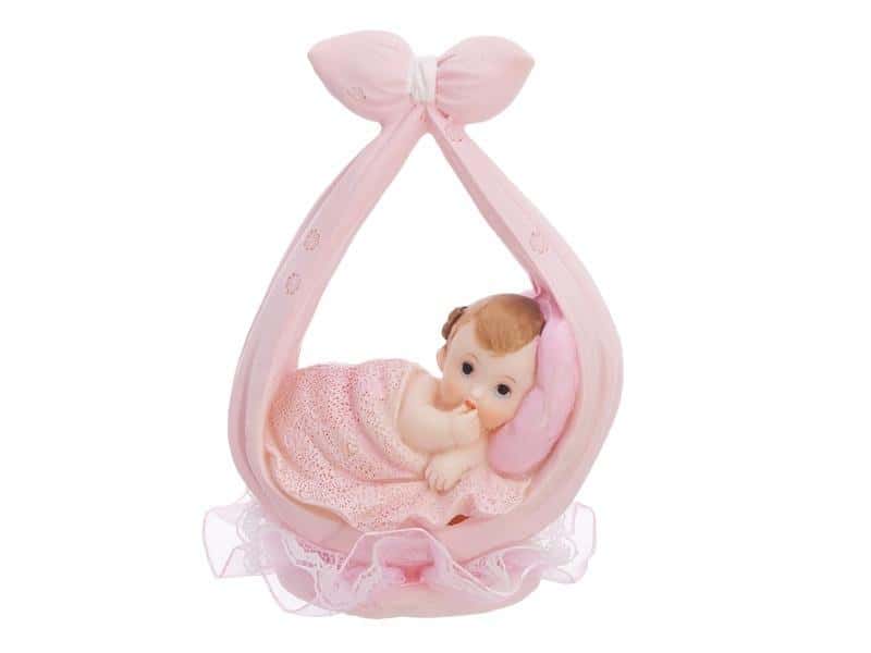 PartyDeco Decorative Figurine Girl in pink scarf 11 cm - charming decoration