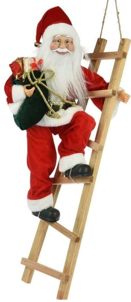 Santa Claus Figure on Ladder - festive decoration for home
