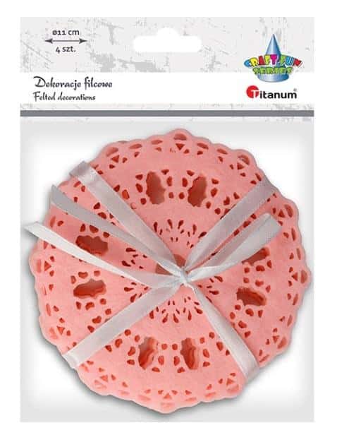 Openwork Felt Coasters - 4 pieces light pink, ideal for home