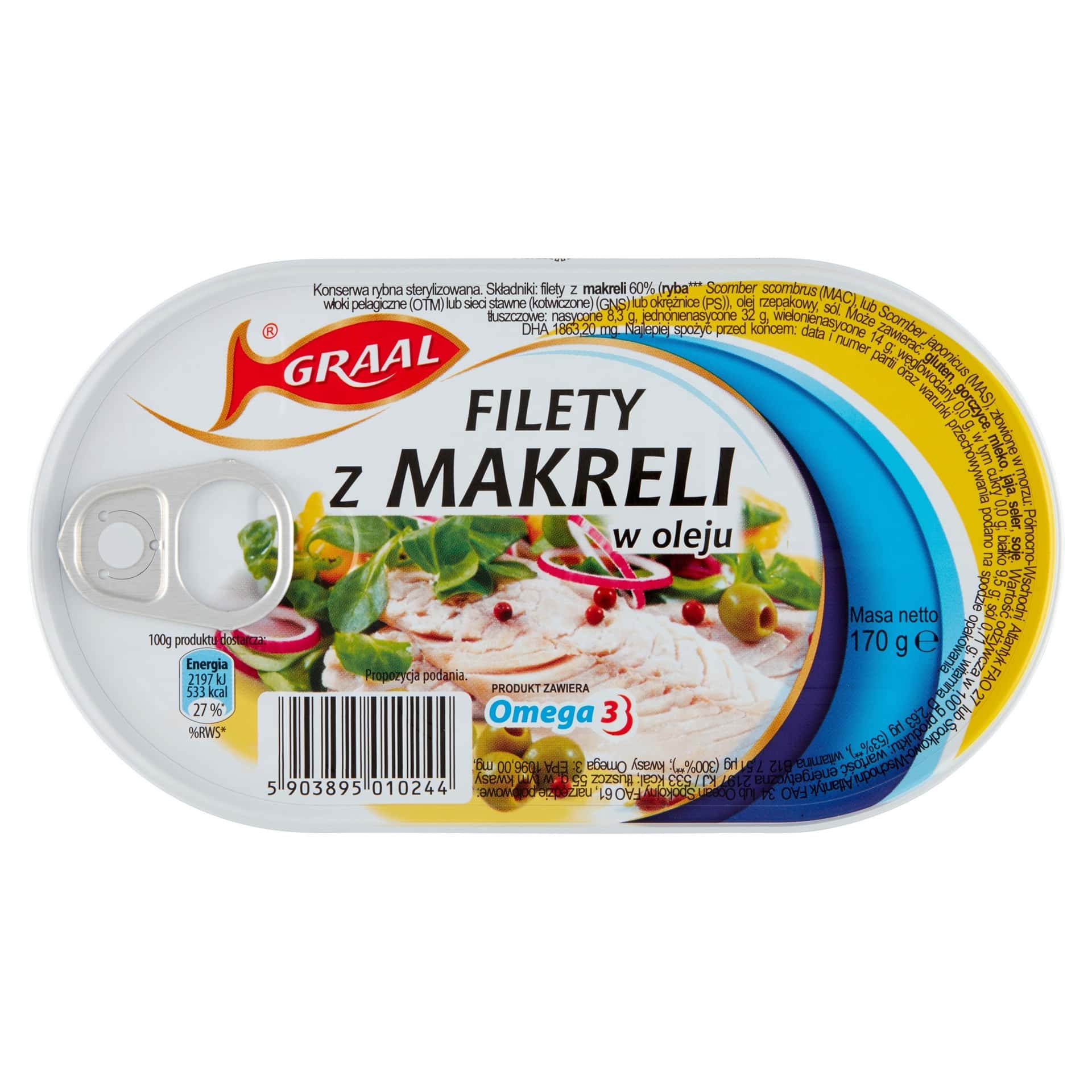 Graal Mackerel Fillet in Oil 170g - healthy snack