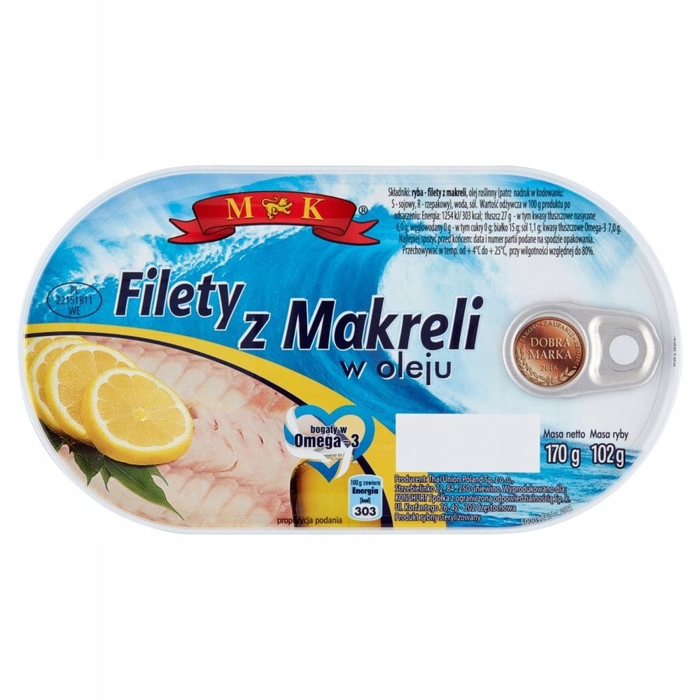 MK. Mackerel fillet in oil - healthy snack 170g