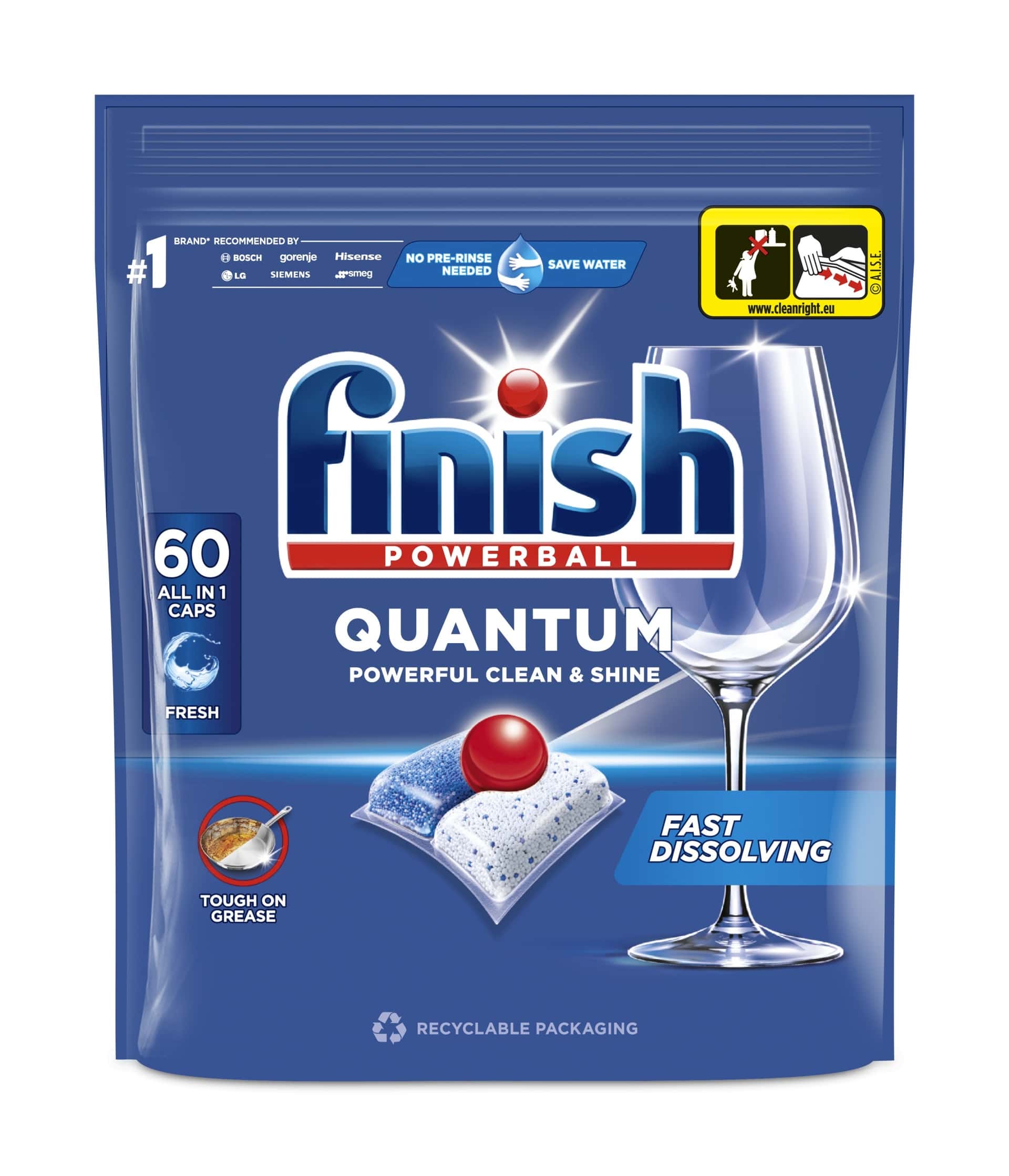Finish Quantum Fresh - Dishwasher Tablets 60 pieces for perfect cleanliness