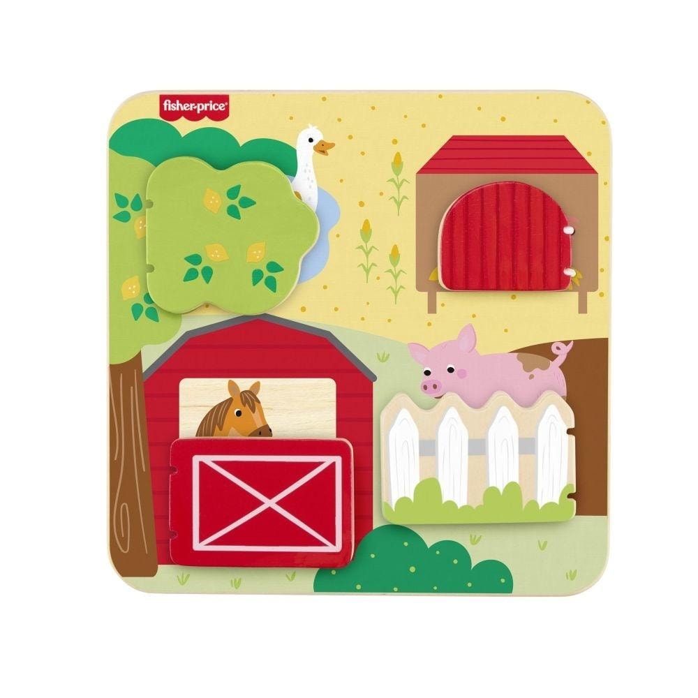 Fisher-Price Wooden Farm Animals Learning Board - Educational toy for toddlers
