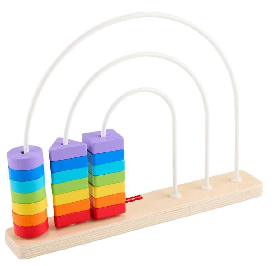 Fisher-Price Rainbow Wooden Beads - Shapes for Sliding, perfect for playing