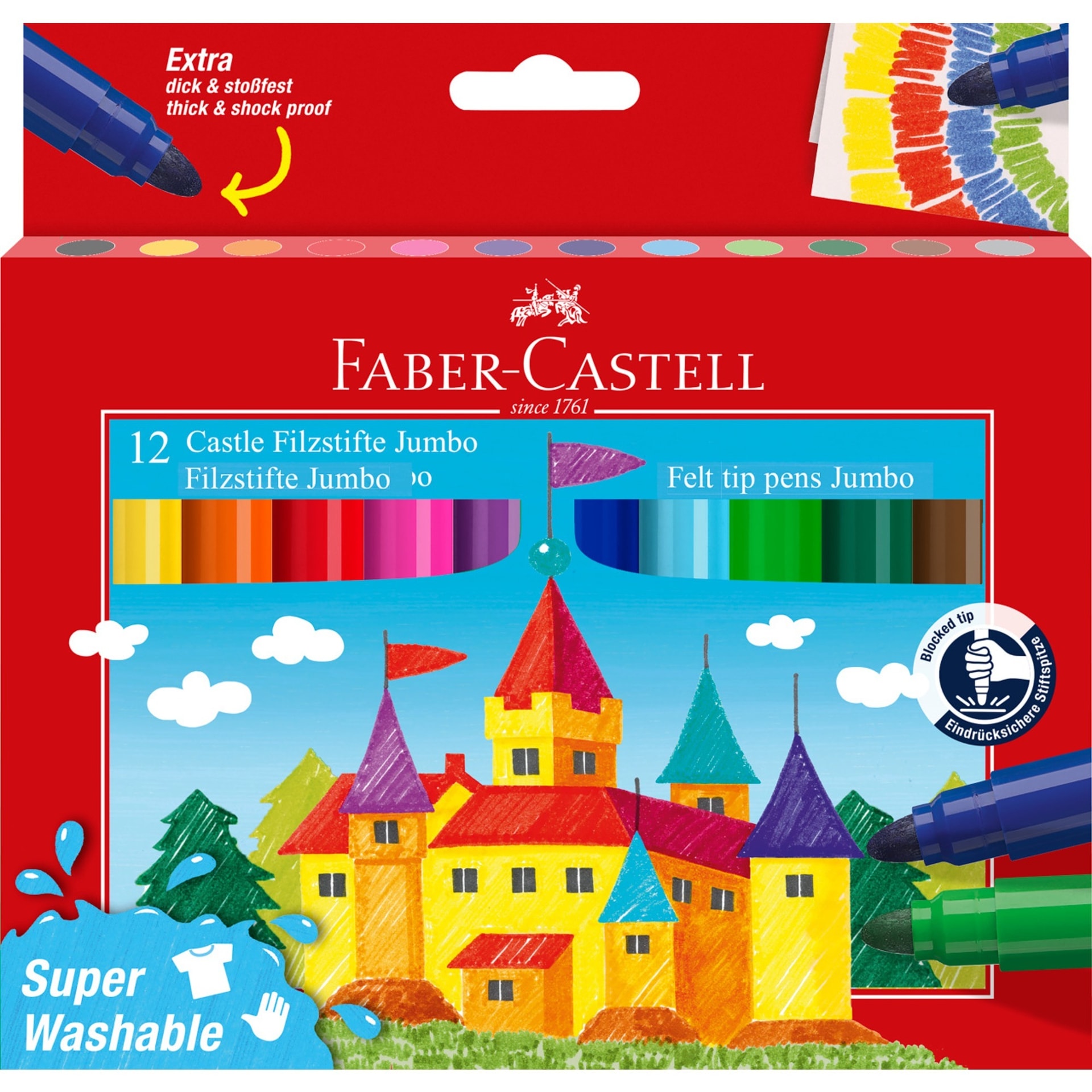 Flamastry Jumbo zamek Faber-Castell 12 kolorów