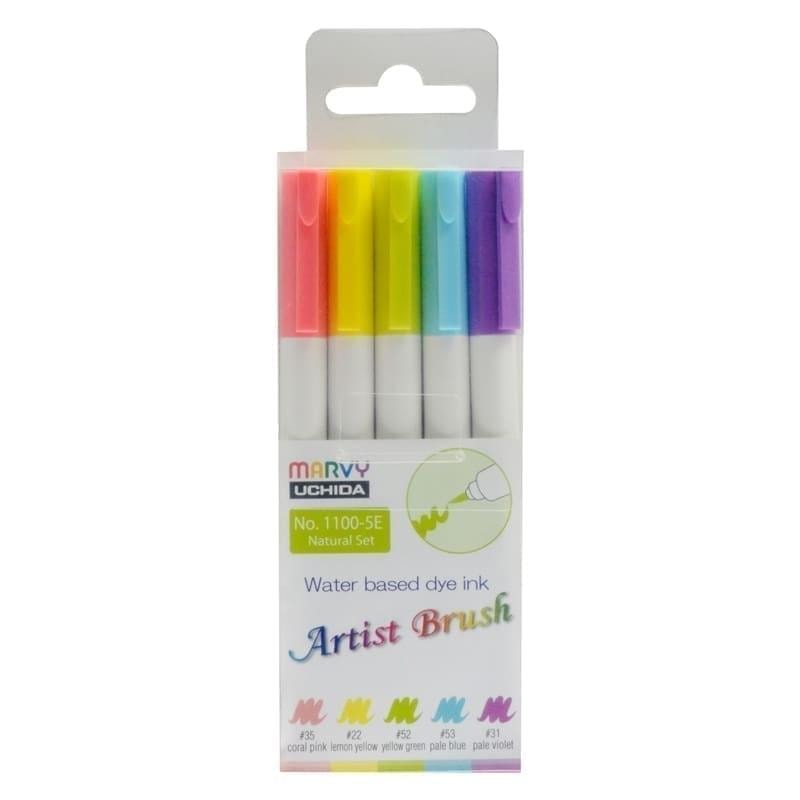Artist Brush Natural - Colored markers with brush tip 5 pieces