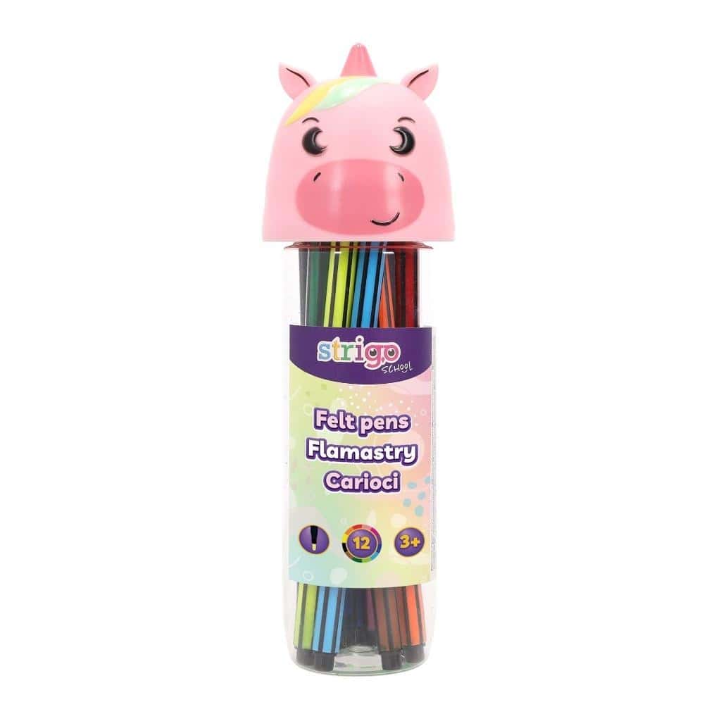 Strigo Unicorn Felt Pens - 12 colors of creative fun