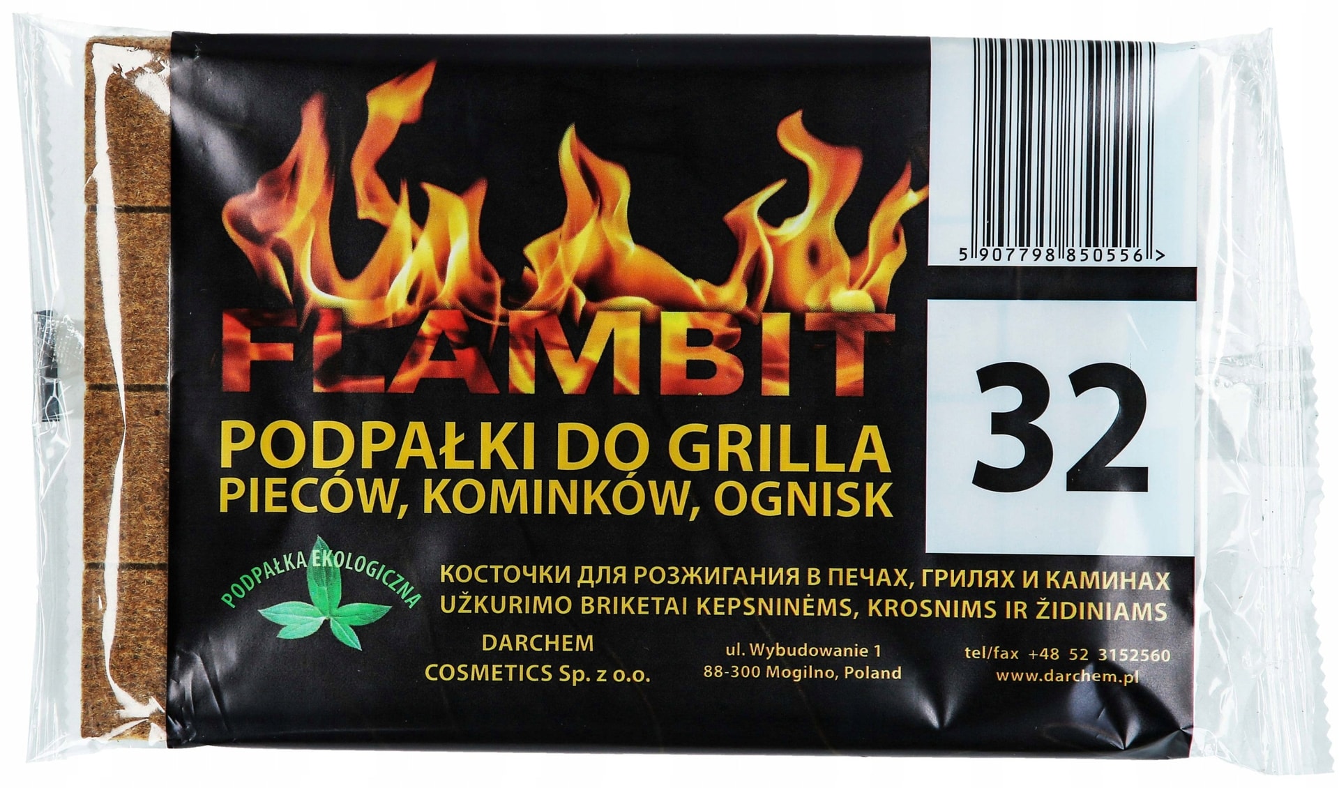 FLAMBIT Grey firelighters in foil - 32 pieces - quick fire starter