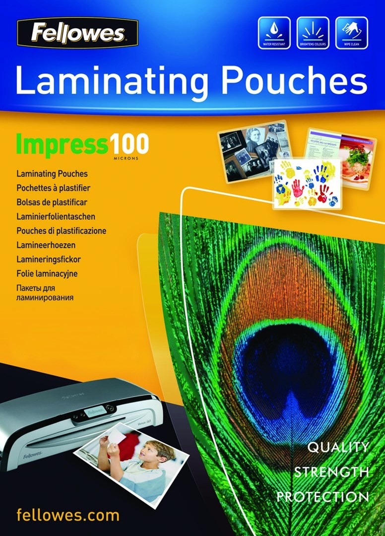 Fellowes Laminating Pouches A4 100 micron - 100 pieces ideal for document protection