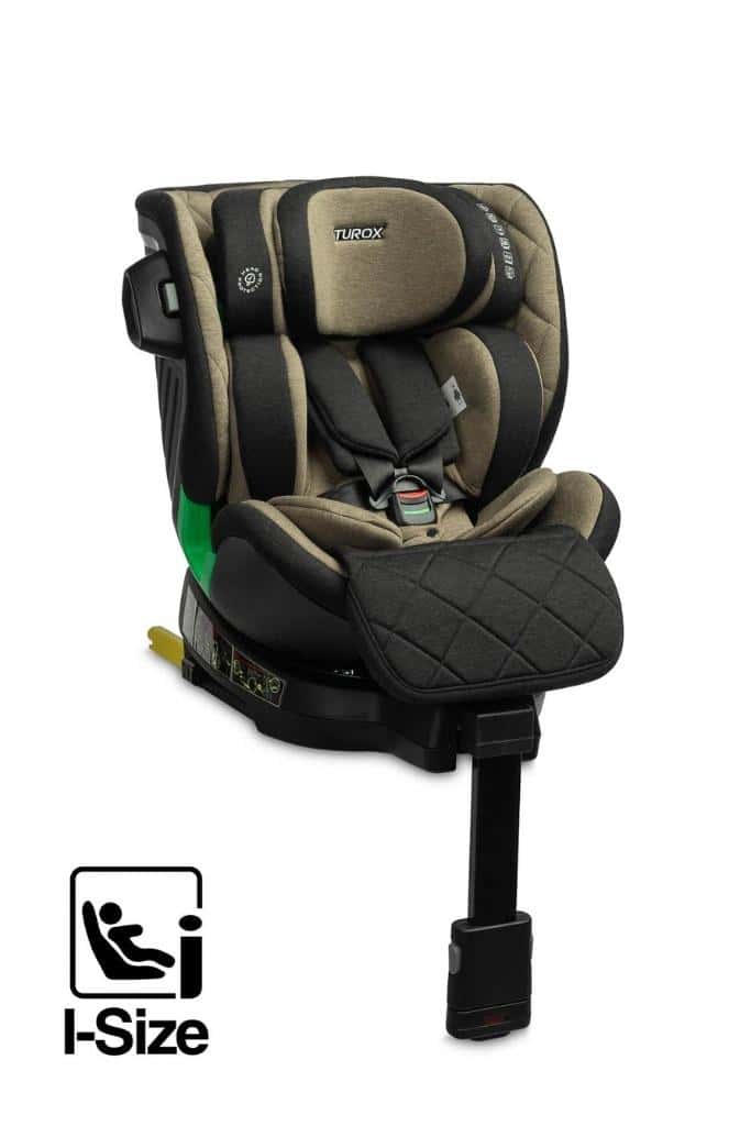 Caretero Turox I-Size - Rotating car seat khaki 40-150 cm