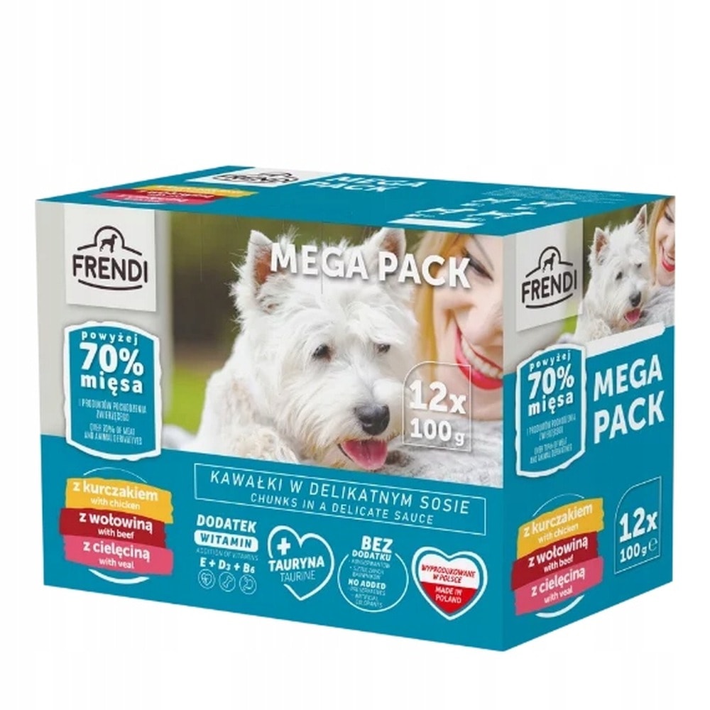 FRENDI dog pouches - chicken, beef, veal 12x100g - perfect for every day
