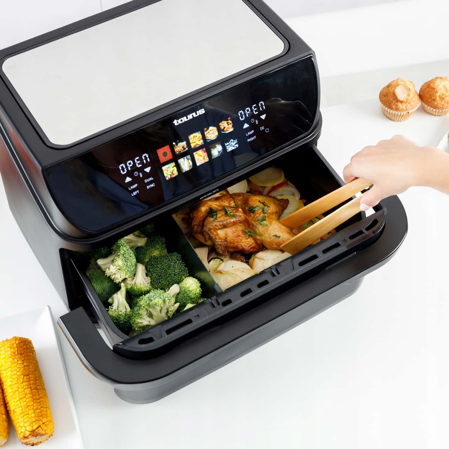 Taurus Fat-free fryer with long basket and grill - healthier cooking