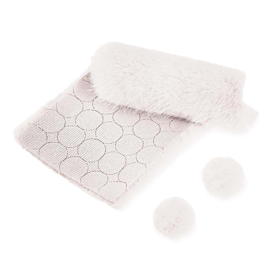 Faux fur pom poms on tape white 3 cm - perfect for crafts