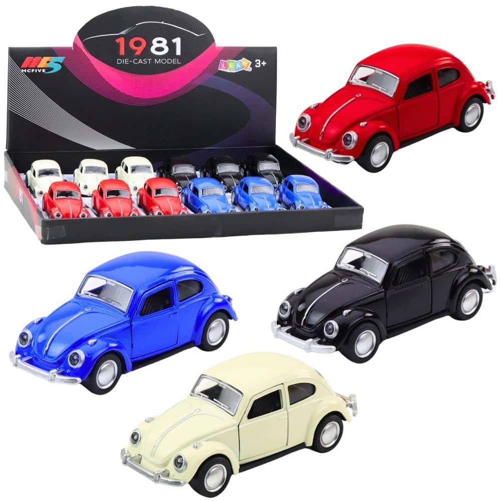 Leantoys Metal car model Beetle with fractional drive 1:36 MIX - Classic collector's model