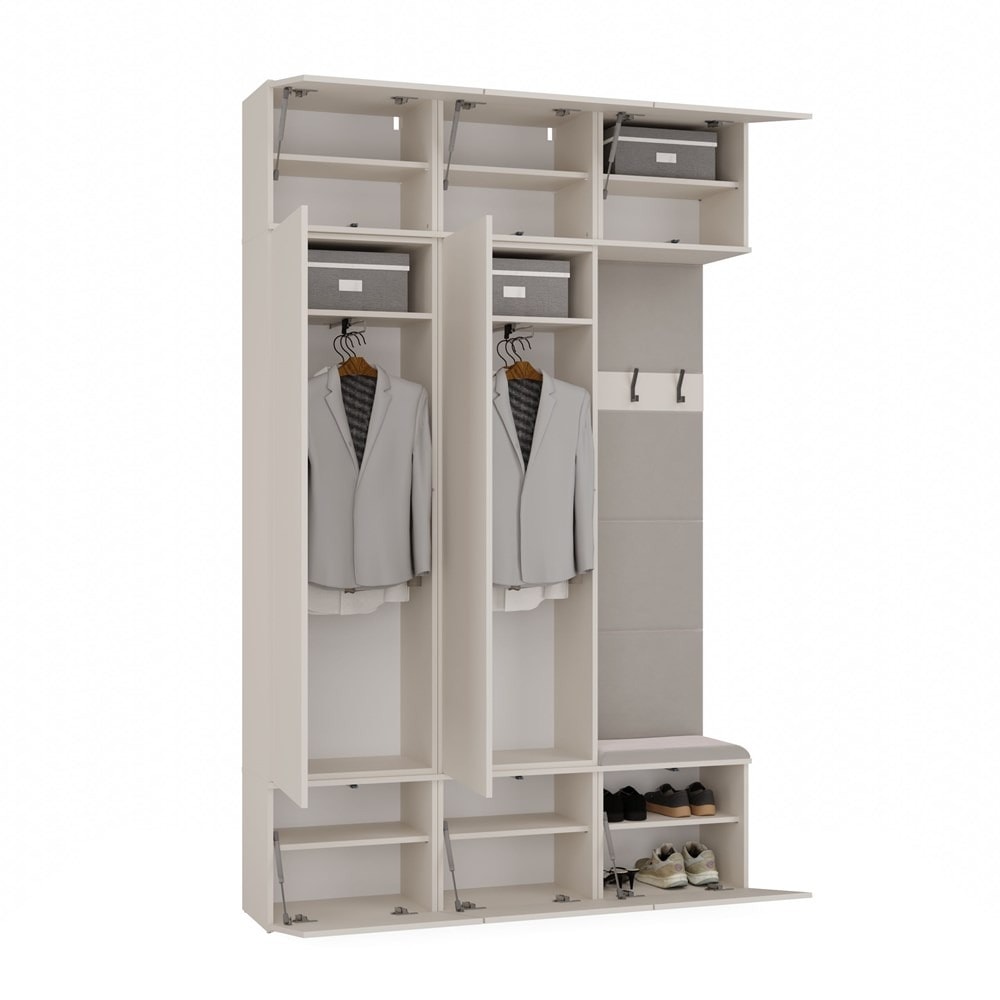 Haga III 2Sz1W Wardrobe - 2 cabinets + coat rack cashmere beige - ideal for the hallway
