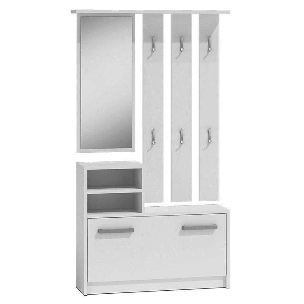 Wardrobe with cabinet, mirror and hanger - white GB1 - ideal for the hallway