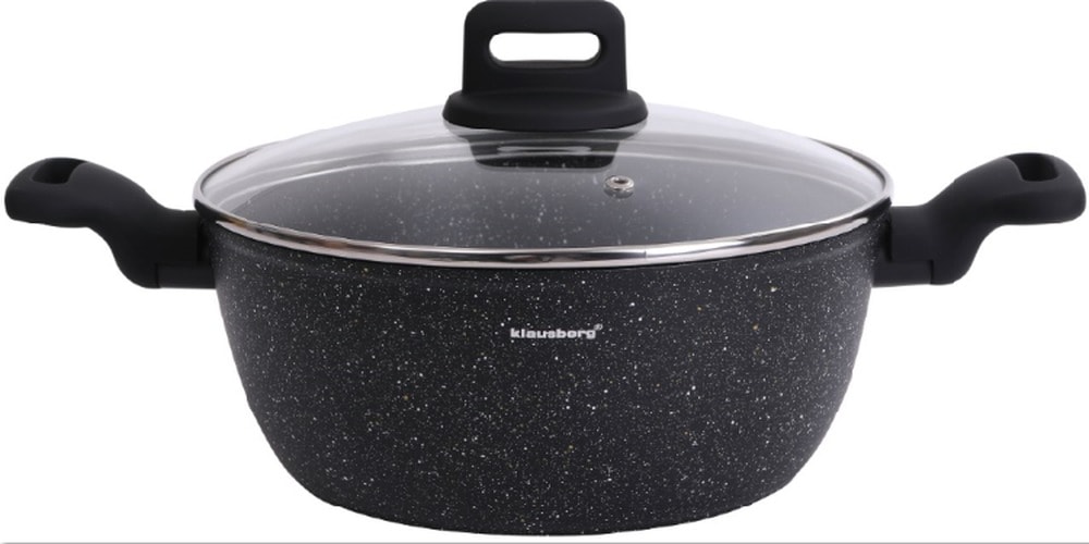 Klausberg Pot with marble coating - black marble, Ø24cm, 3.79L