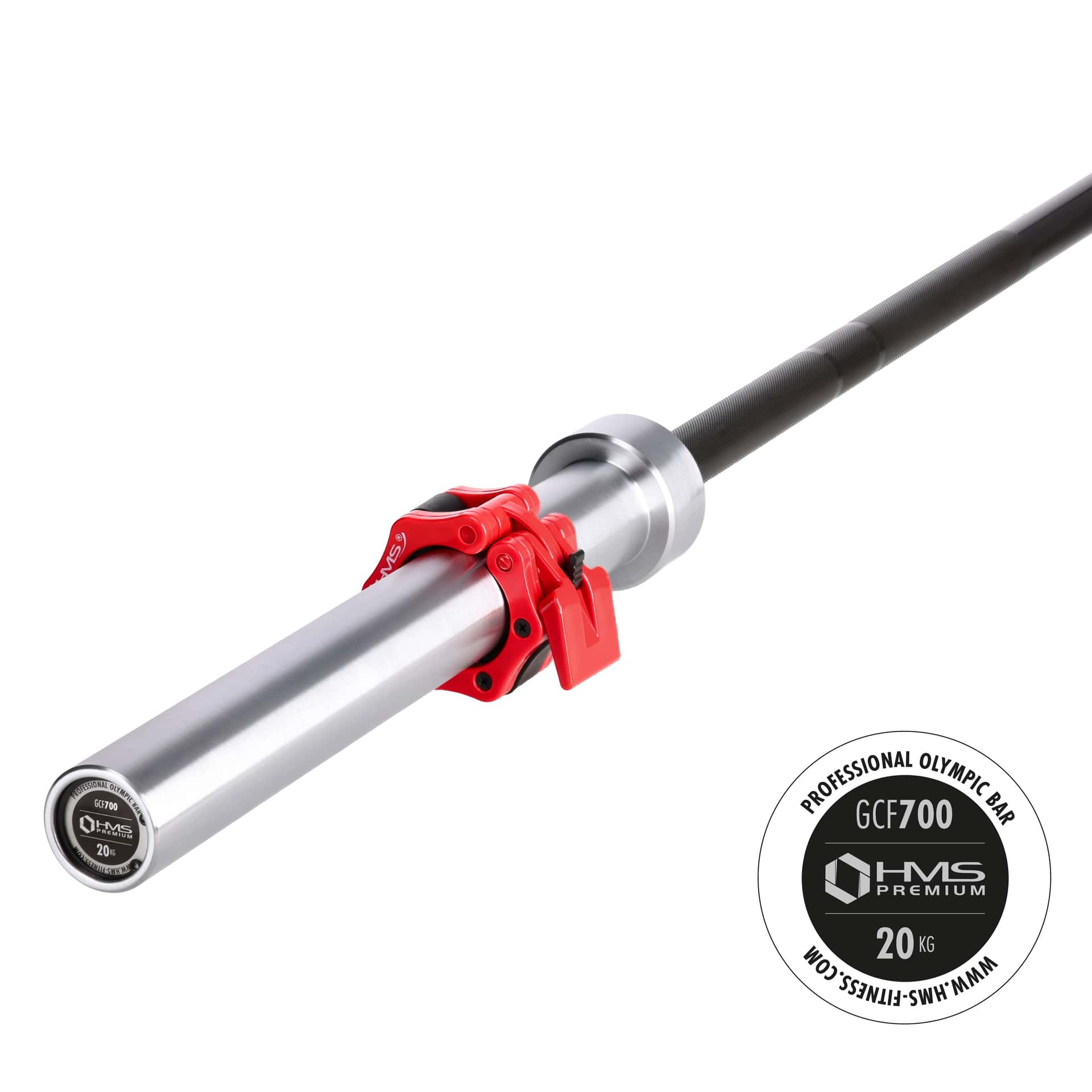 HMS Premium Olympic Barbell GCF700 - 220 cm, 20 kg with clamps