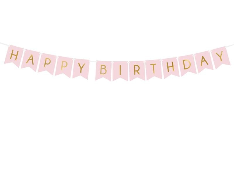 PartyDeco Garland Happy Birthday light pink - perfect birthday decoration
